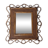 Rattan and cane mirror