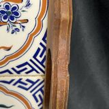 Art Deco, wooden tray and Gien earthenware tiles with basket decor circa 1940