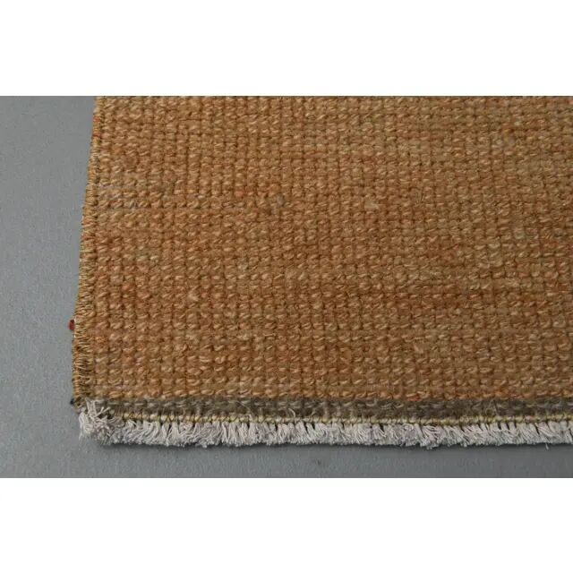 Vintage Turkish Hand-Knotted Wool Cotton Orange Runner Rug 96x214