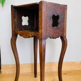 Louis XV bedside table or snack table, 18th century, quadrilobed side openings