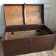 Ancient wooden and faux leather trunk