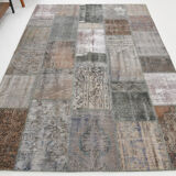 Tapis patchwork gris & bronze 5x8, 247x172cm