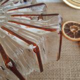 Ceiling lamp / wall lamp in molded glass two-tone square 70s