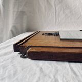 Art Deco wooden hat rack wall shelf with mirror