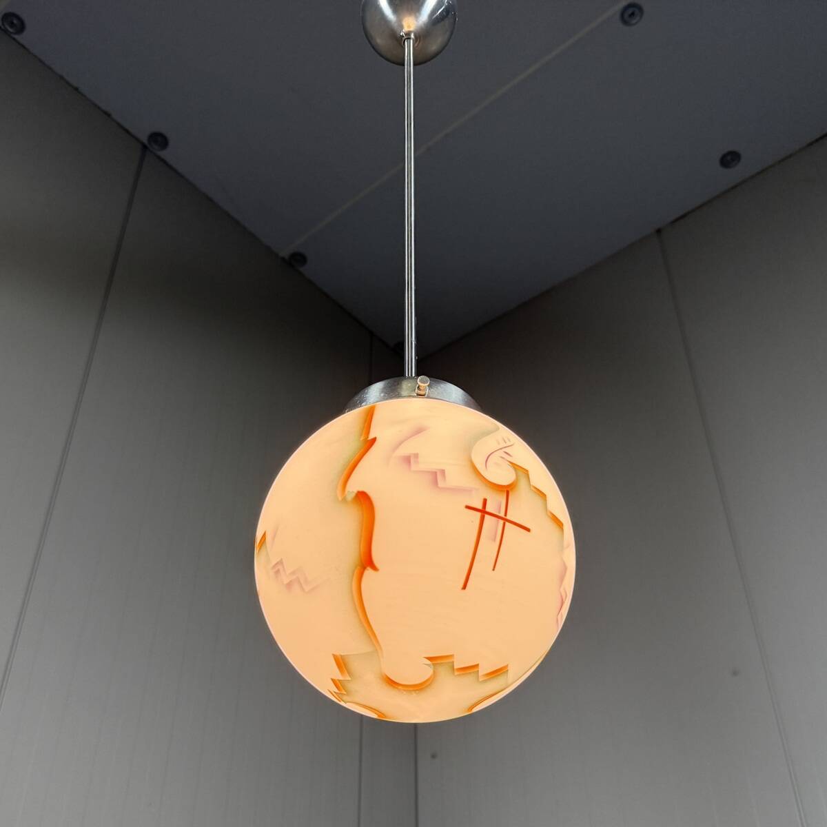 Suspension Art Déco en verre, années 1930