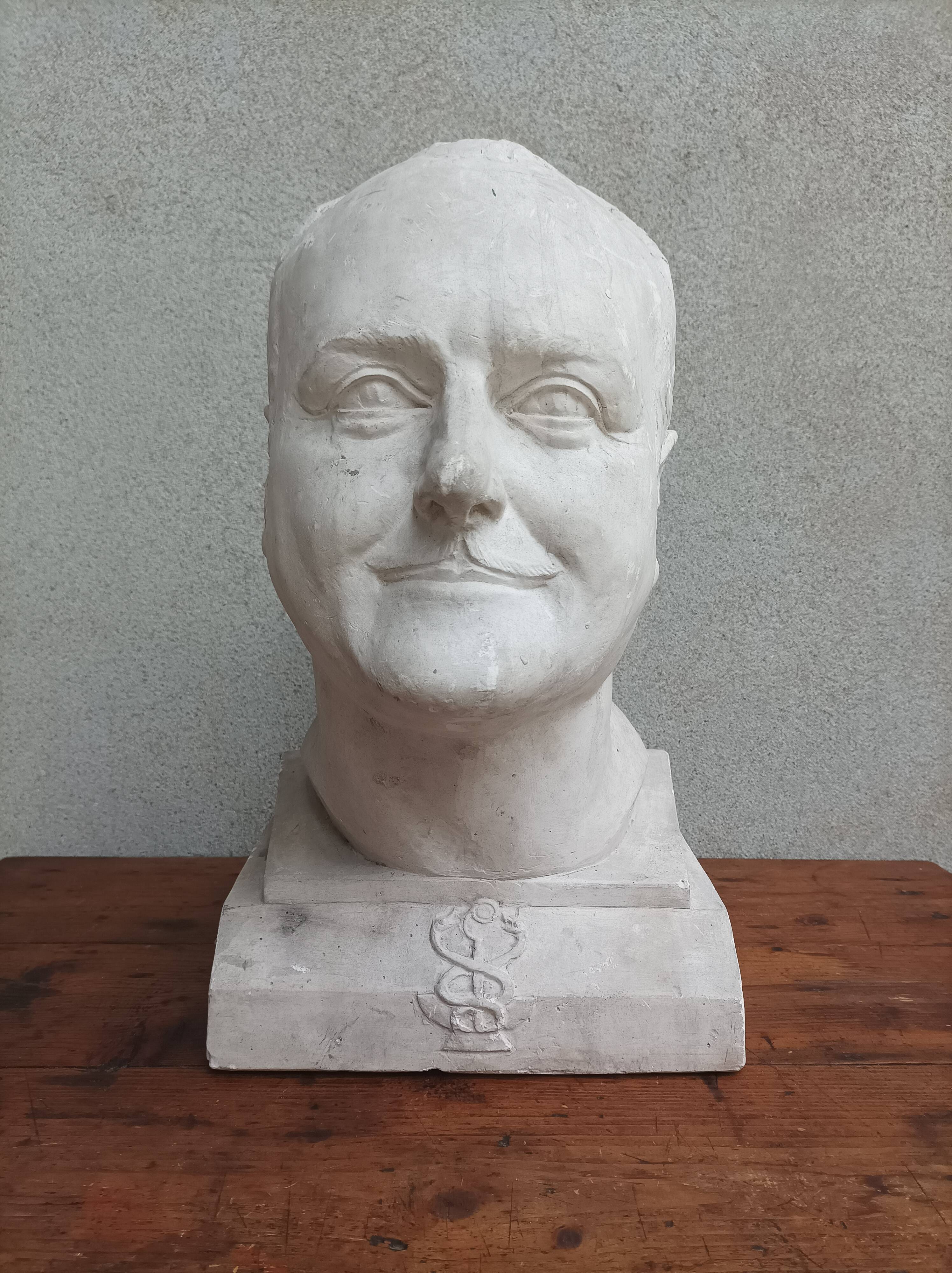 Pascal Boureille (1909-1999) Plaster bust signed portrait of a doctor