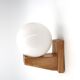 Wall light in pine wood with opaque white glass globe, 1980s