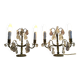Paire de lampes girandoles en bronze et cristal