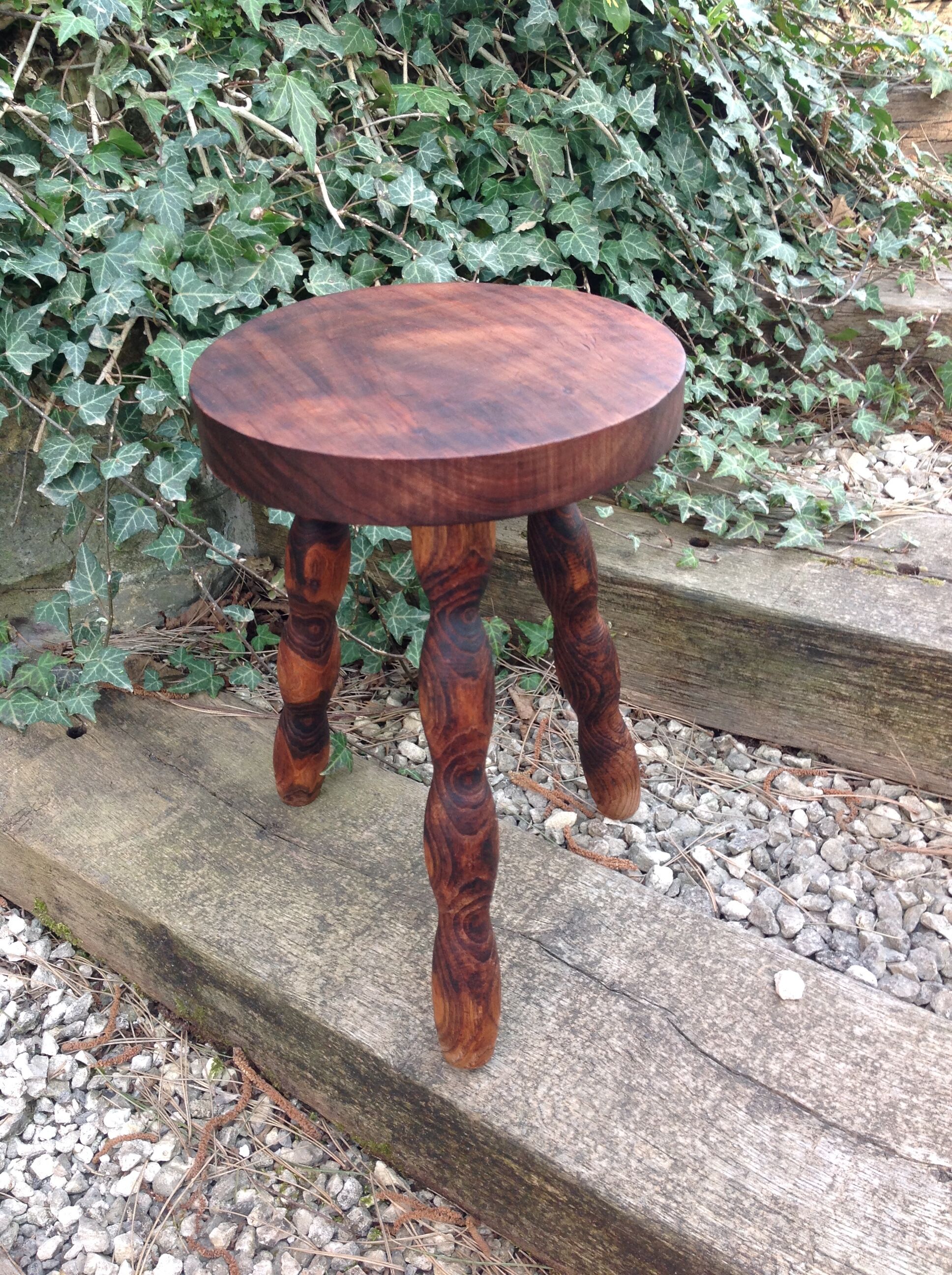 Tripod stool feet "rosary" in vintage wood 60s-70s