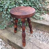 Tripod stool feet "rosary" in vintage wood 60s-70s