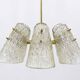 J.T. Kalmar Lustre in Brass, with Textured Glass Shade in Cone Shape, Austria, 1950
