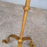 Minimalist brutalist gold metal pedestal table