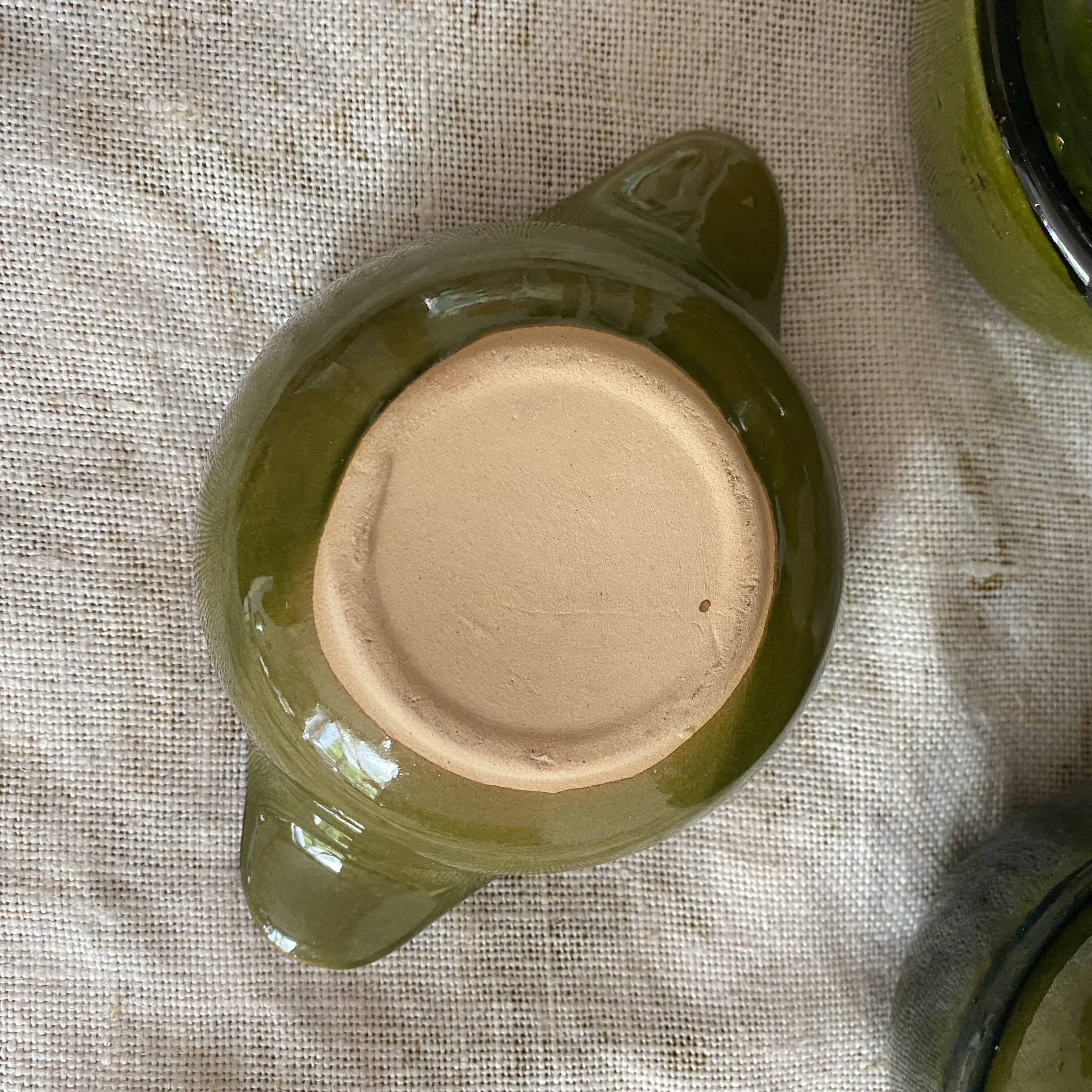 Kaki ceramic ear bowls from the 1970s