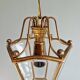 Pair of brass and bevelled glass pendant lights/lanterns, 1950-60.