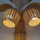 Paire d'appliques cocotier en rotin vintage