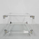 Hollywood Regency coffee table with perspex frame