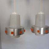 Pair of 1970s Space Age glass and aluminum lamps