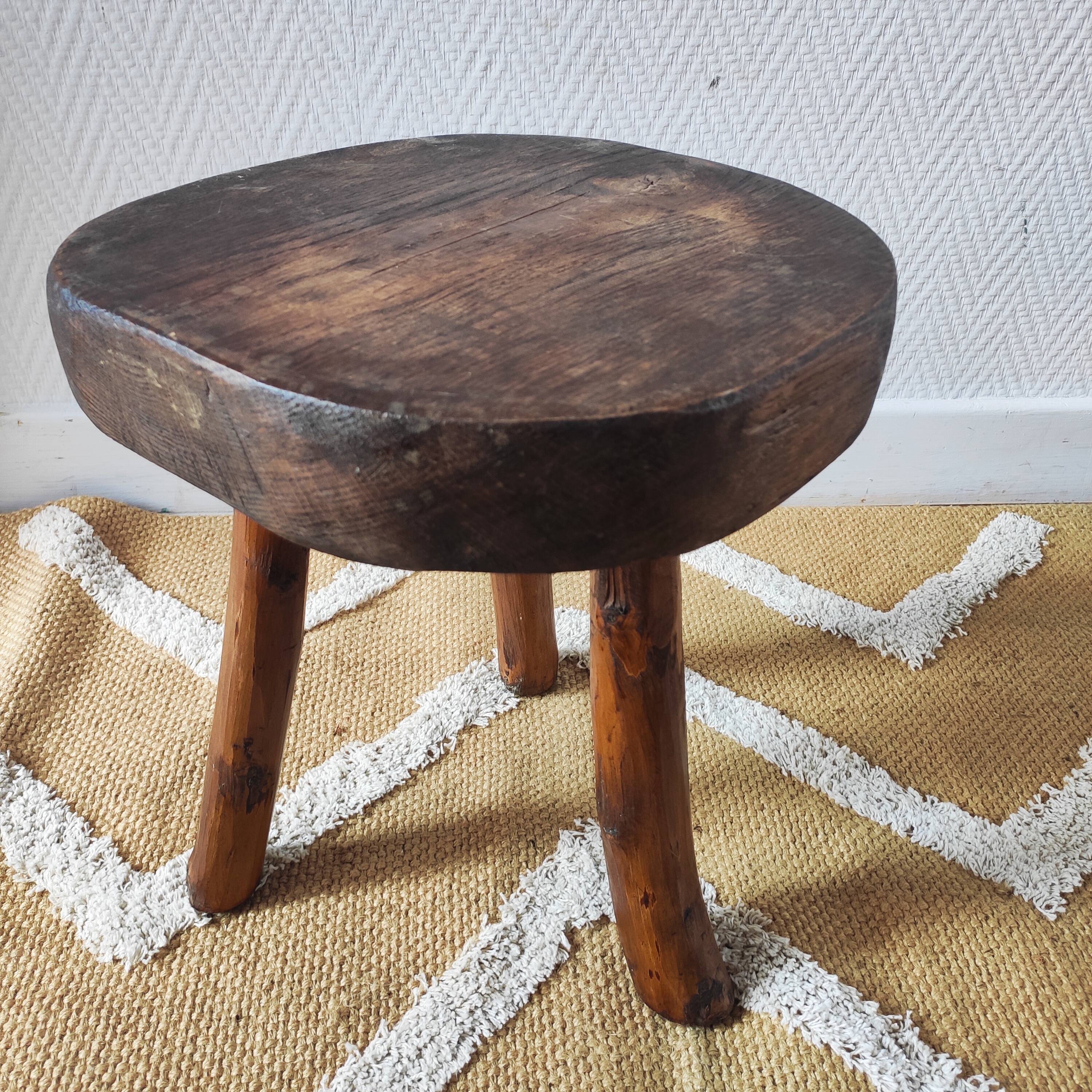 Vintage brutalist tripod stool