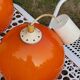Set of 5 orange glass ball pendants from the 70s