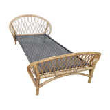 Vintage single bed in rattan