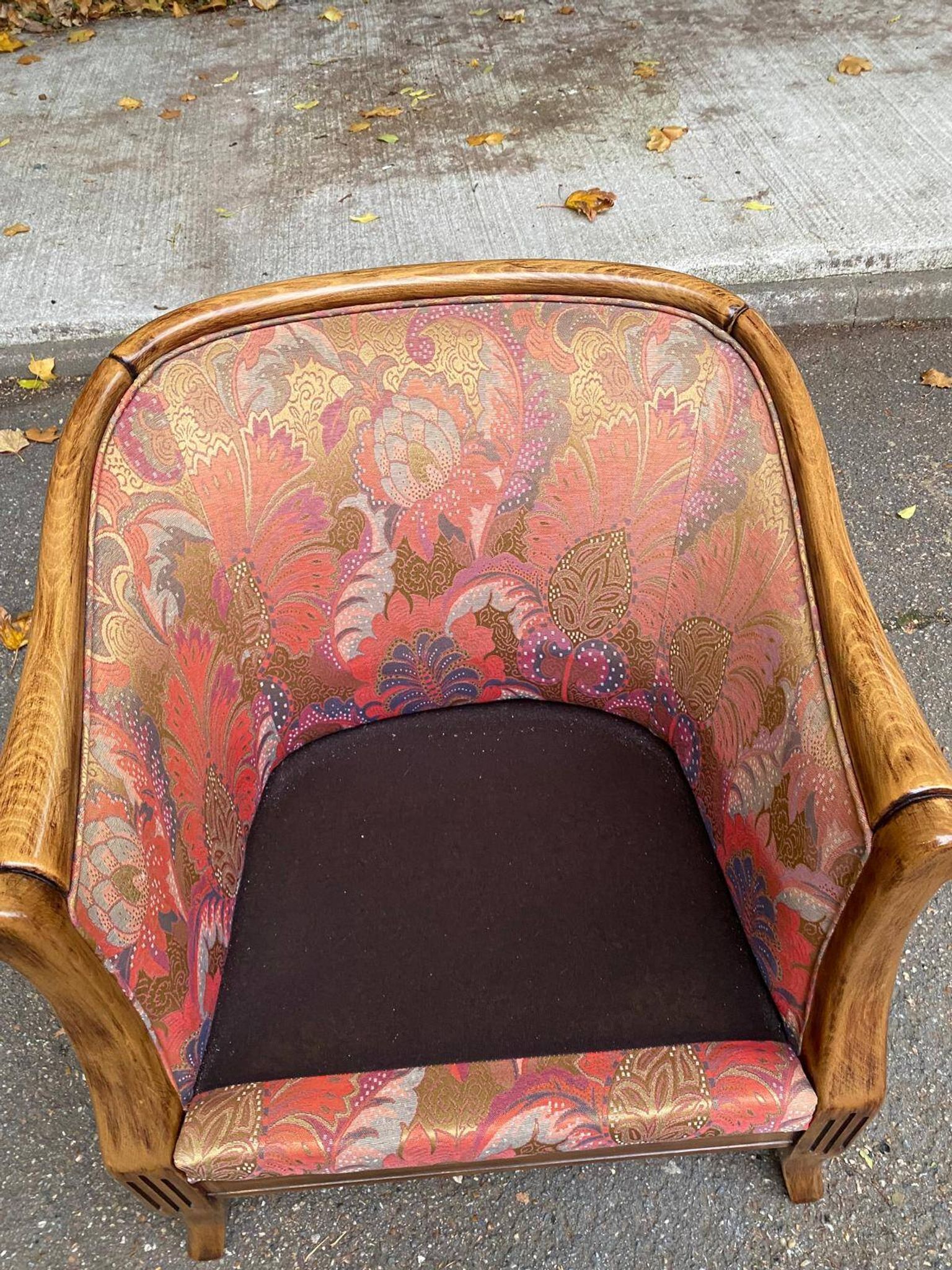 Solid wood and fabric club chair with footrest