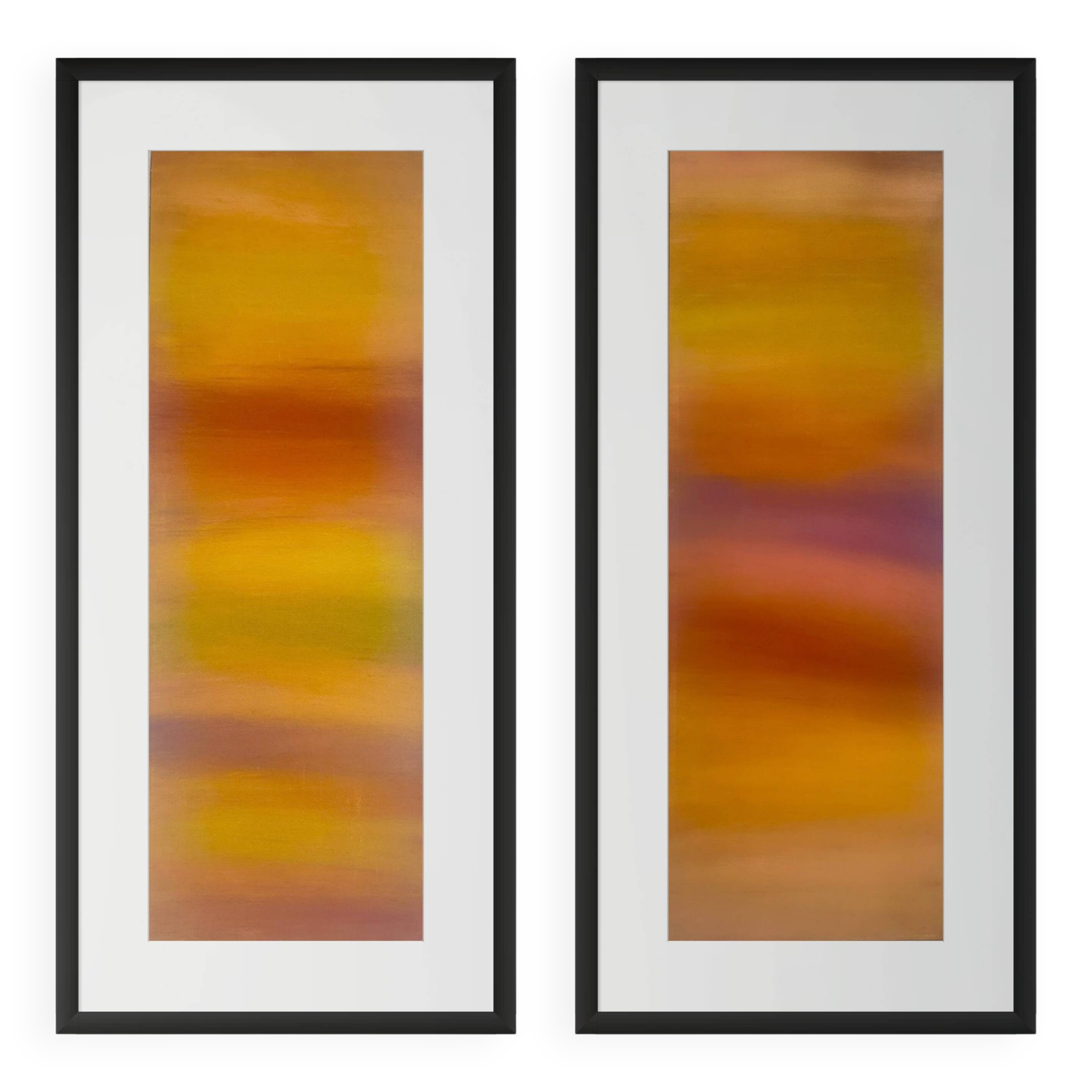 Two pastel drawings 'Diptych Sentier des Ocres' by Atelier Cléophée