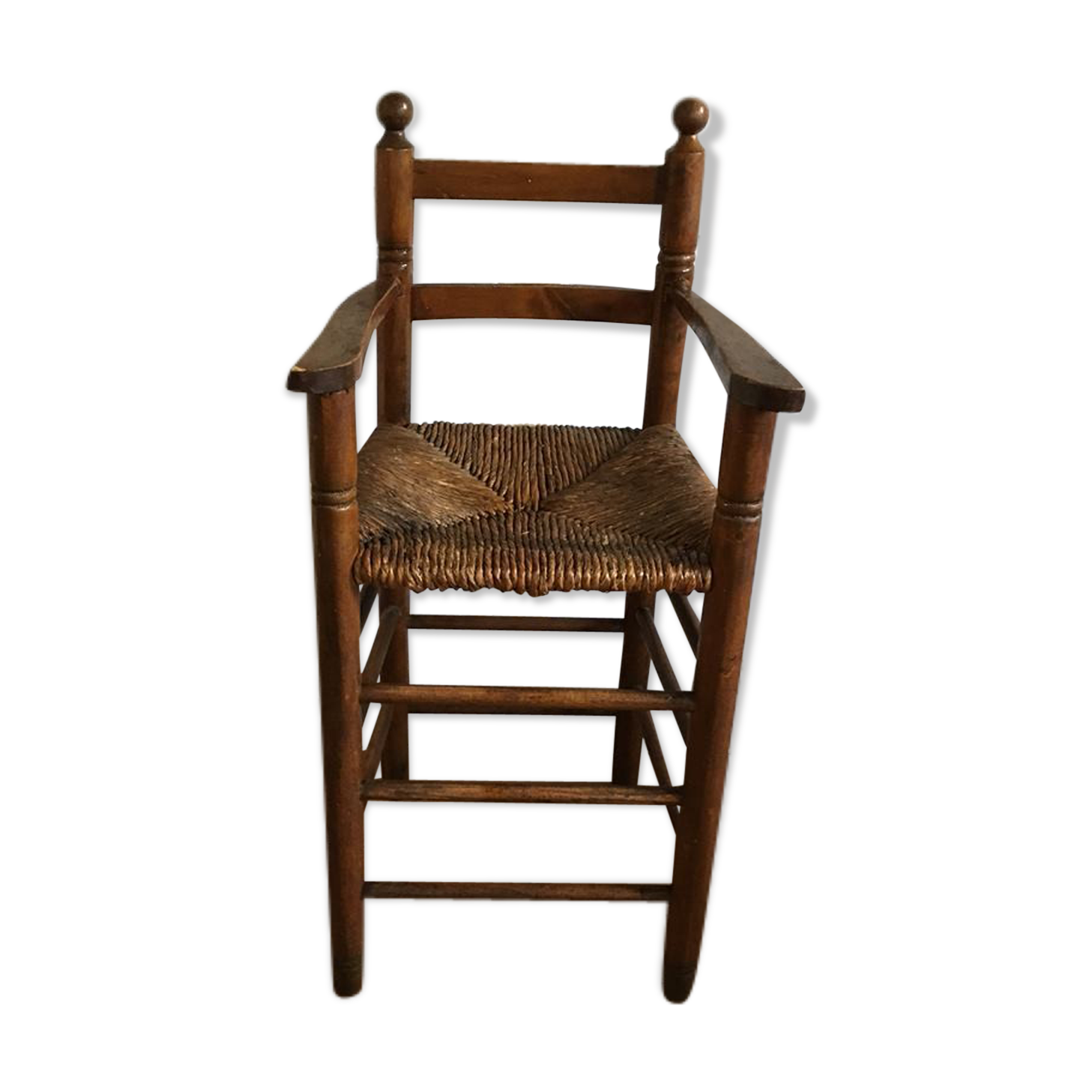 Chaise haute enfant bois massif vintage