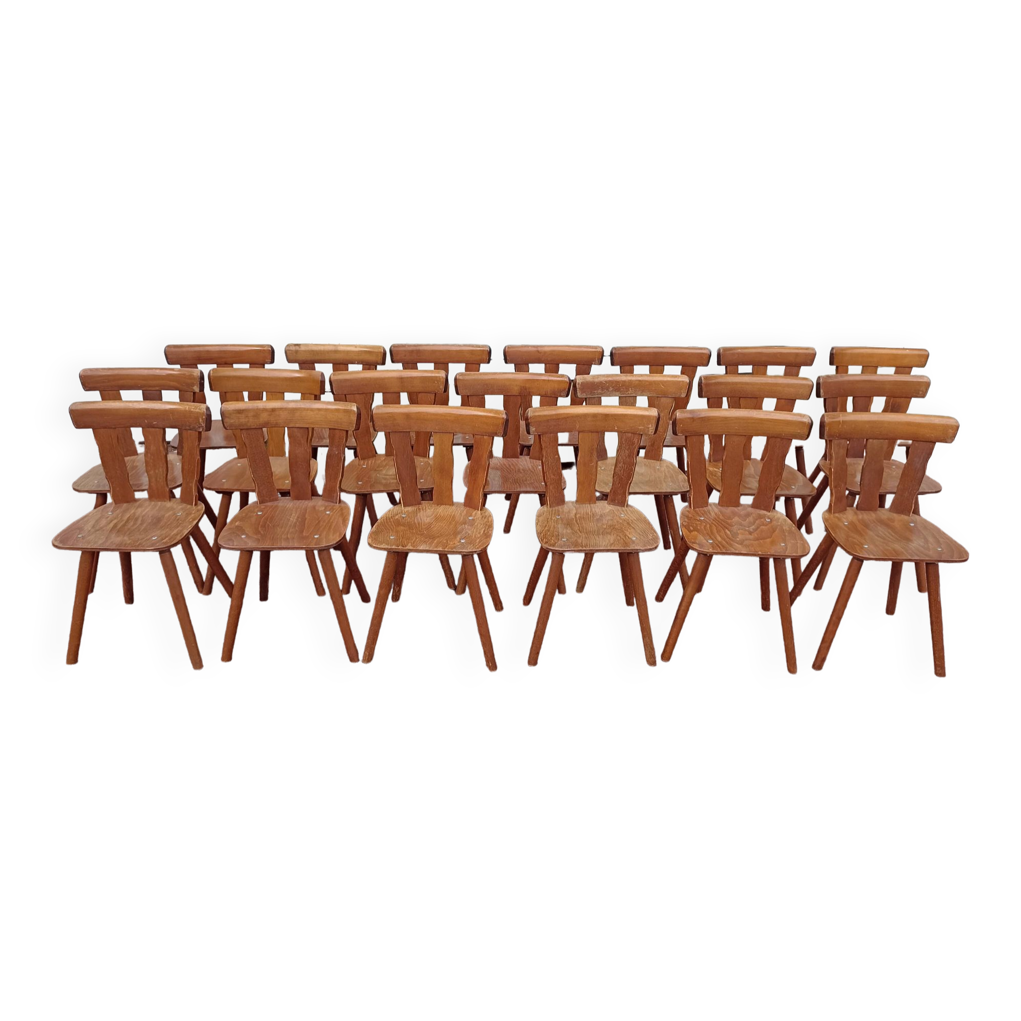 Set of 20 bistro cafe bar restaurant chairs - wood - vintage