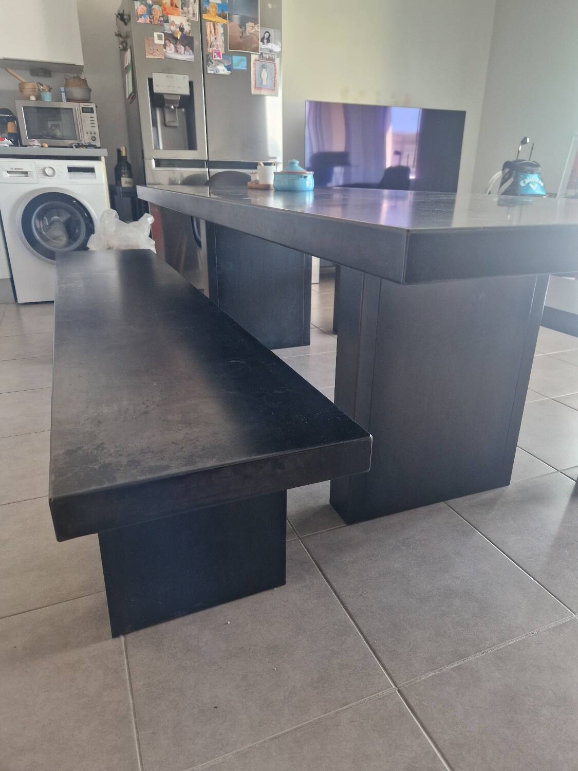 Table and bench Zeus signed by Massimiliano Fuksas.