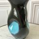 free-form design vase in black and blue ceramic from the 70s