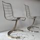 Set of 4 vintage chairs, chromed metal, France 1970