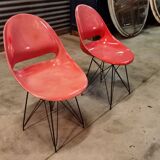 Pair of red chairs by Miroslav Navràtil for Vertex 1959