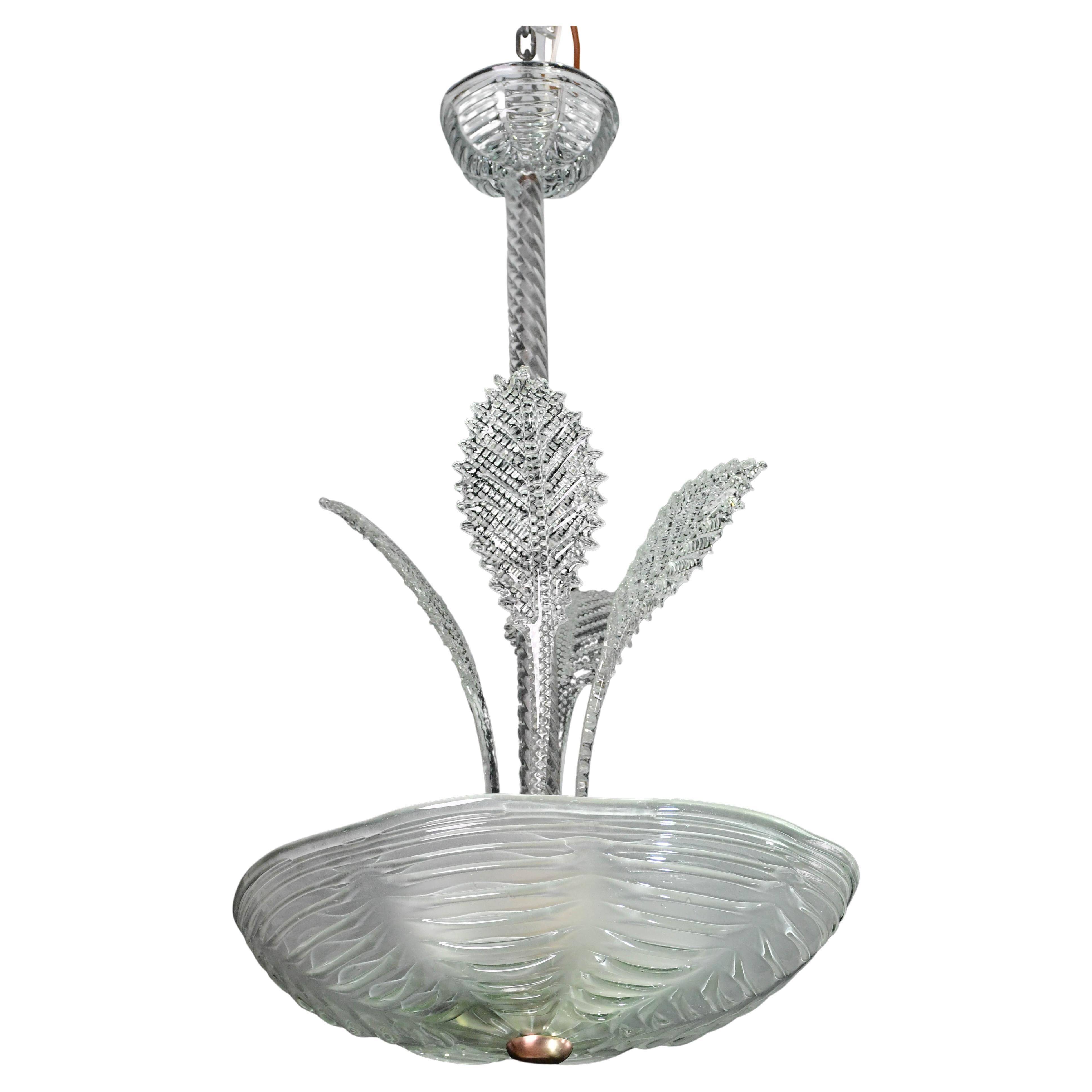 Luxury Barovier & Toso chandelier, Murano Pulegoso glass, 1950s