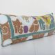 10" x 30" Lumbar King Bed Vintage Cotton Suzani Pillow Cover, Exquisite White Washed Colorful