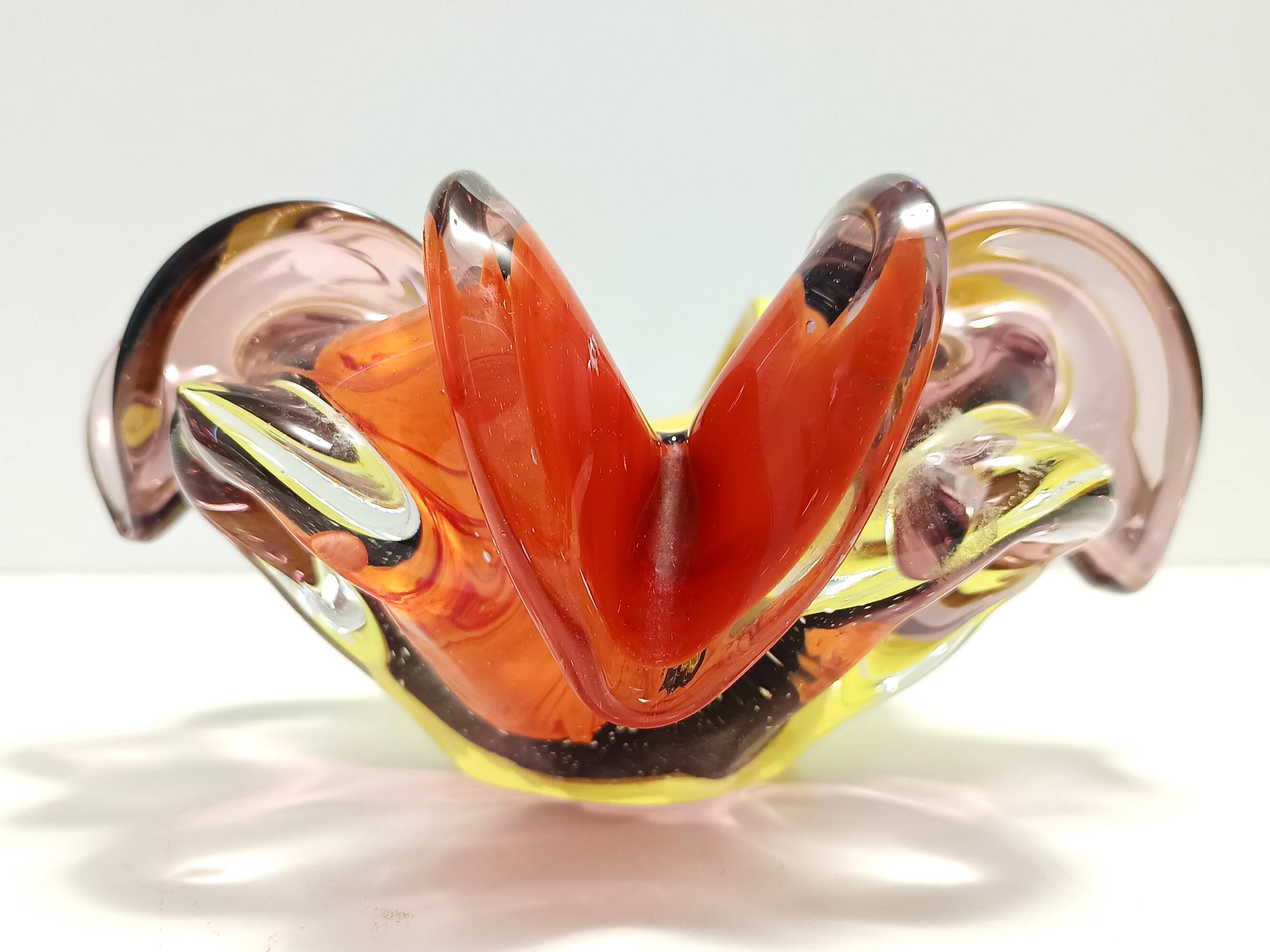 Large Polychrome Murano Glass Ashtray / Vide-Poche attr. to Toso, Italy