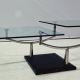 Table basse en verre vintage de design danois à deux niveaux