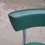 3 chaises chromé et cuir vert