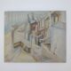1950s Cubist Painting St Ives E Kahnii Oil on Canvas Sunday Morning