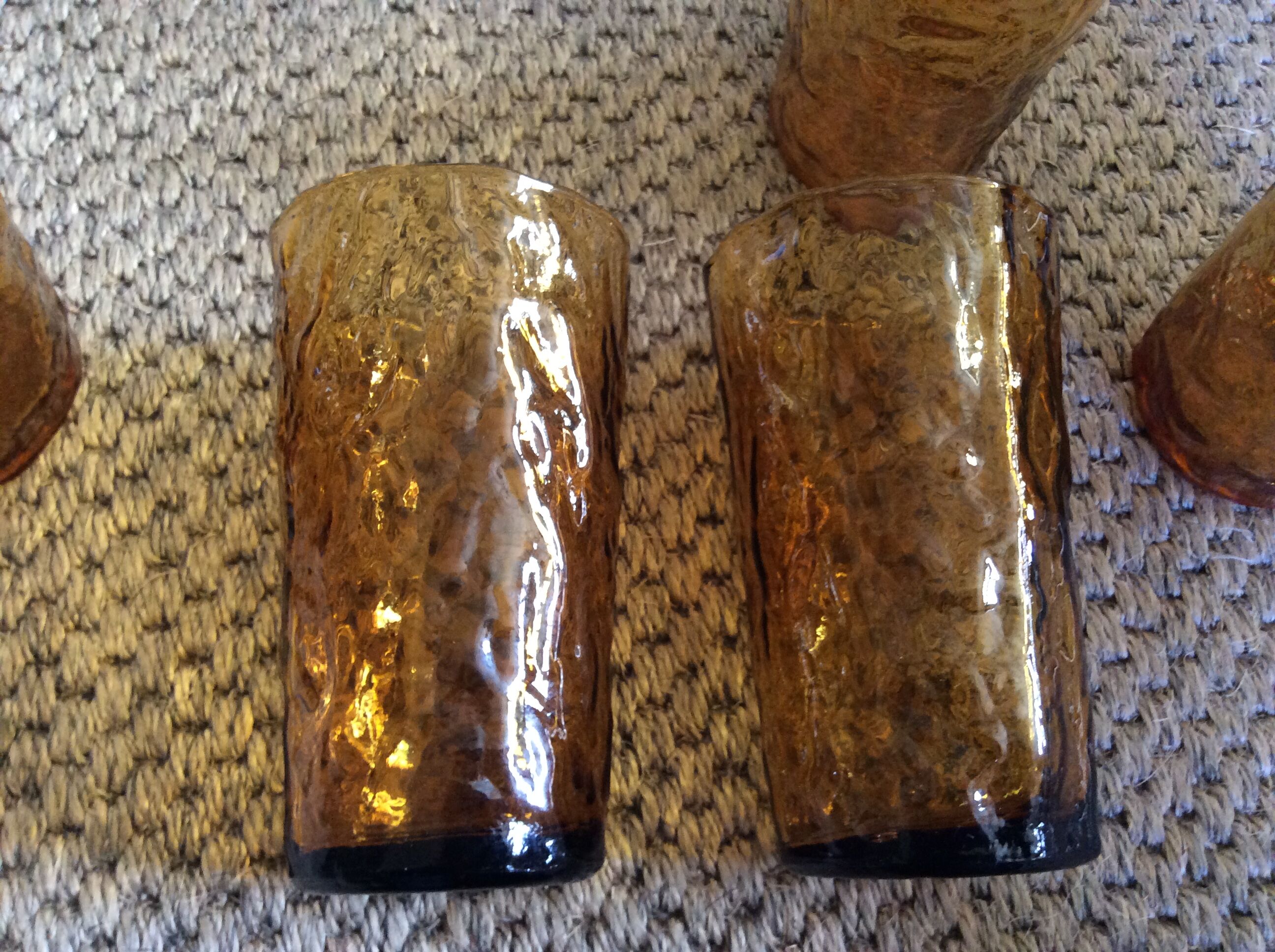 Series of 6 amber glasses