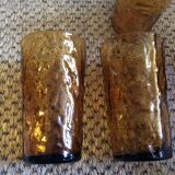 Series of 6 amber glasses