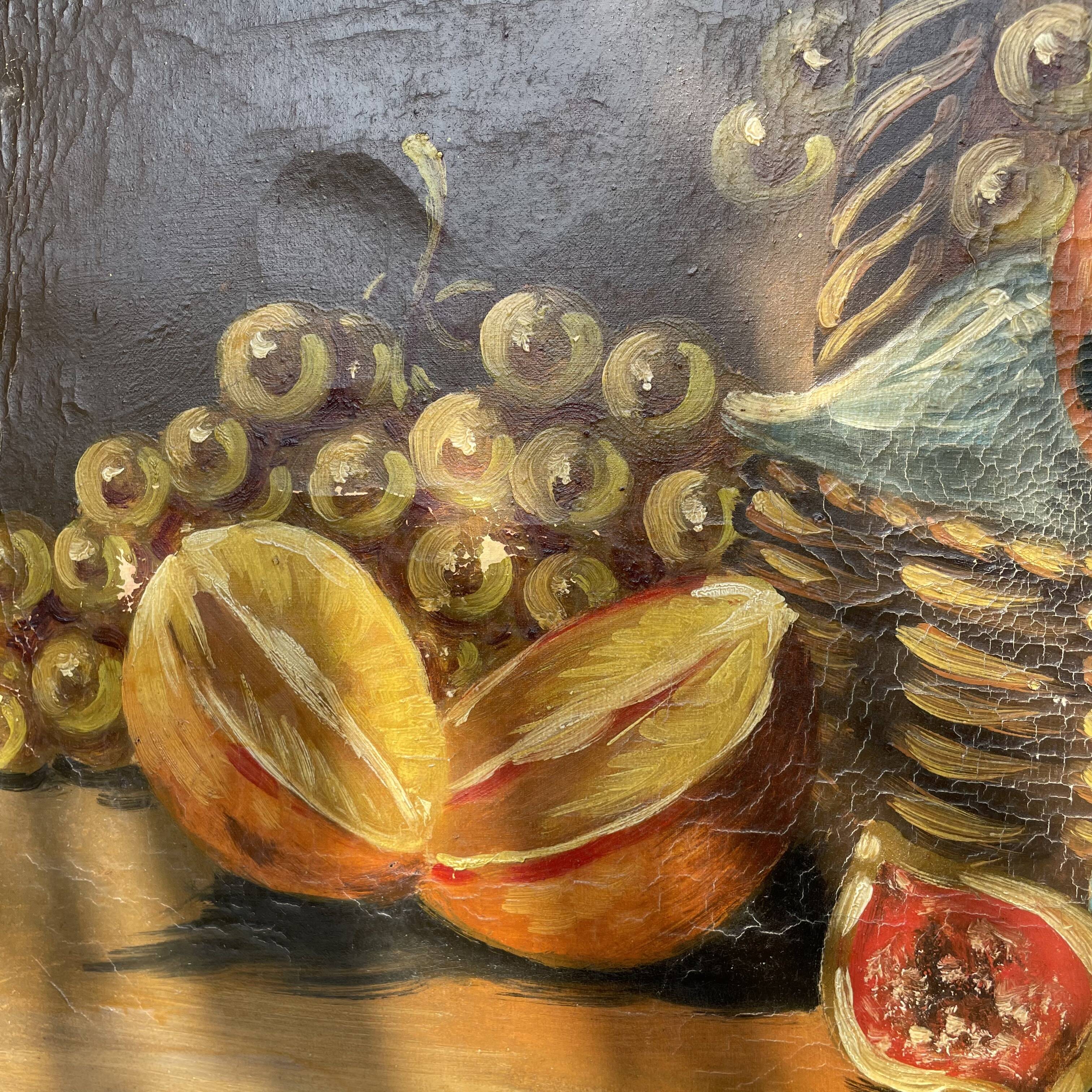 Oil painting on canvas, still life with fruit