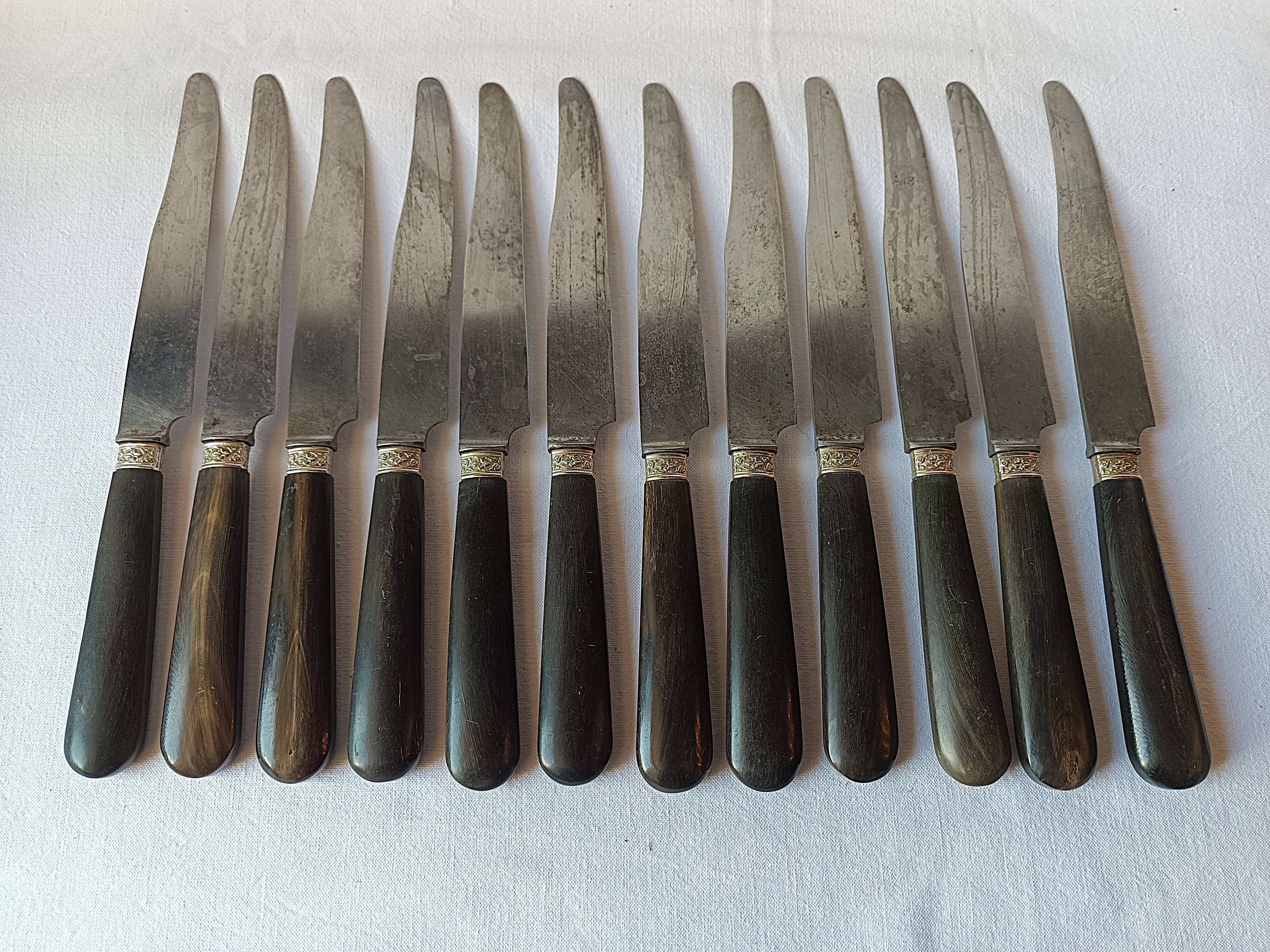 antique knives Noalhat Mary Art Nouveau silver-plated metal handle set