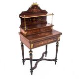Inlayed desk, Napoleon III, France, circa 1870. Antique.