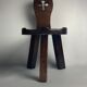 Sculptural oak brutalist chunky tripod stool, ca 1960s