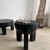 Monoxyl sofa end in black mango tree tripod half-sphere tray h:45 d:44