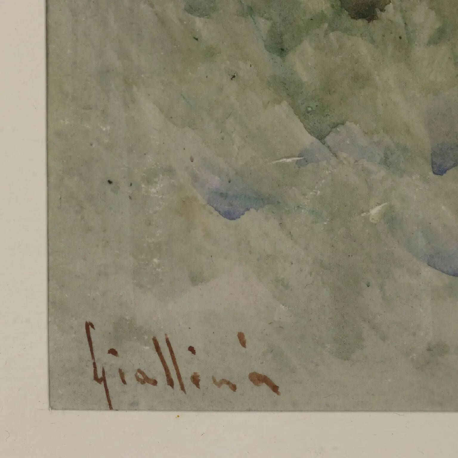 Old painting signed Angelos Giallinas, watercolour on paper from the 1800s.