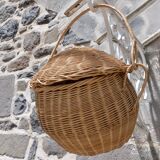 Panier en osier rond avec couvercle