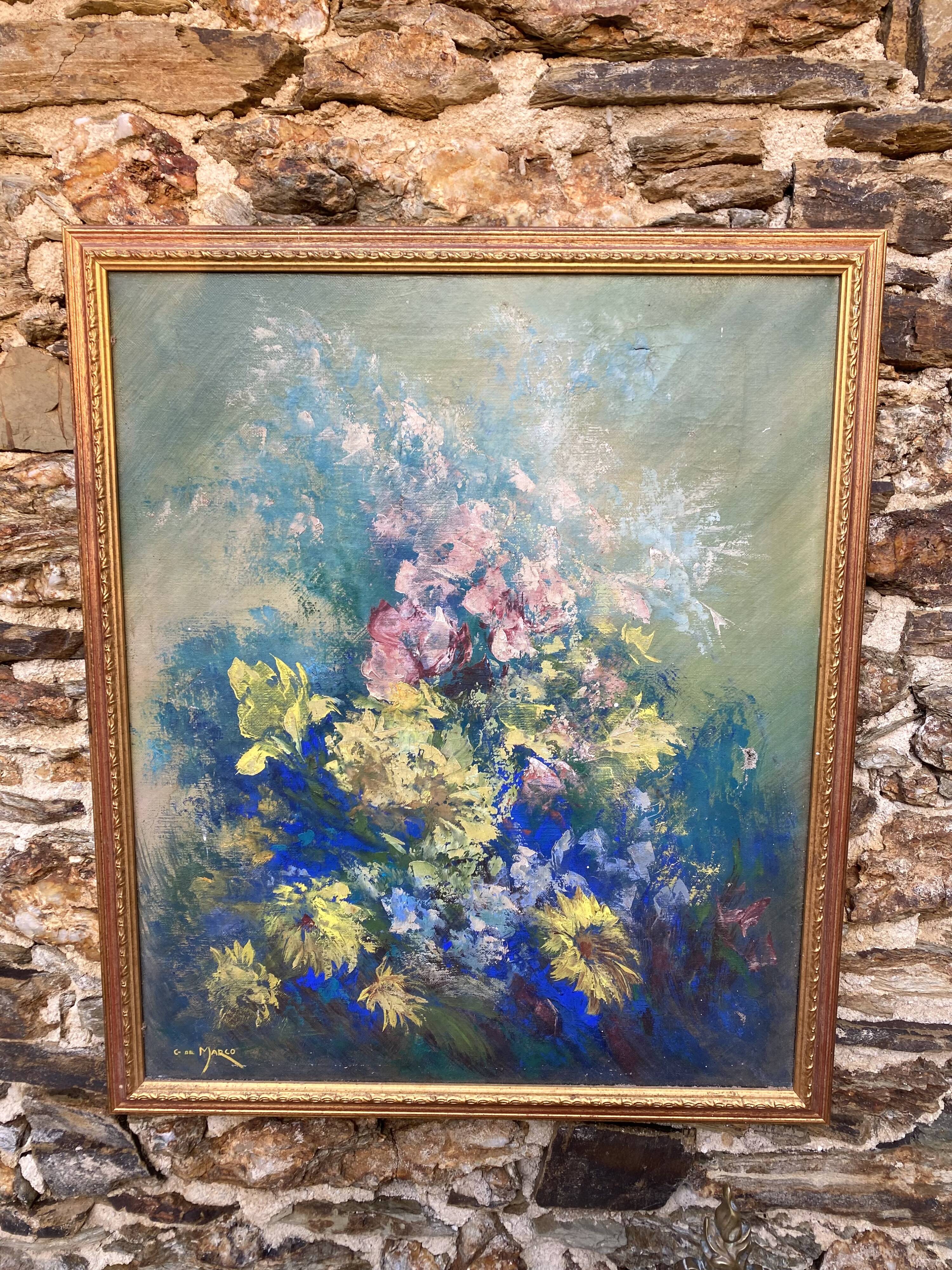 Oil on canvas flowers G de Marco 50X60