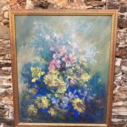 Huile sur toile fleurs G de Marco 50X60