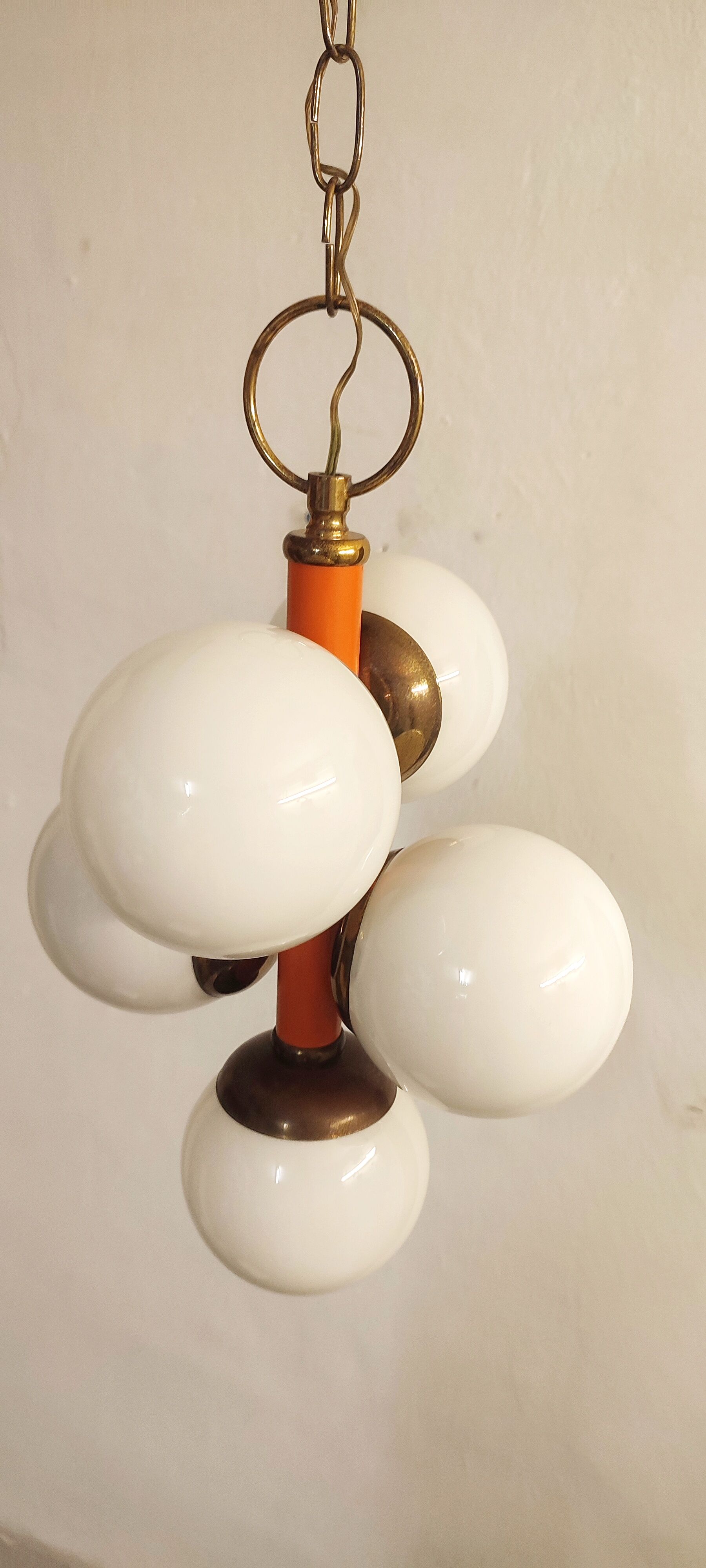 Glass ceiling lamp, Spain, 1970s